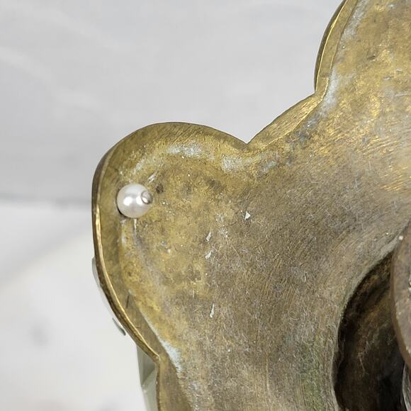 Antique Brass Candlesticks 11" Gold Candle Holder Crystal Prisms Ornate Art Deco - Picture 9 of 16